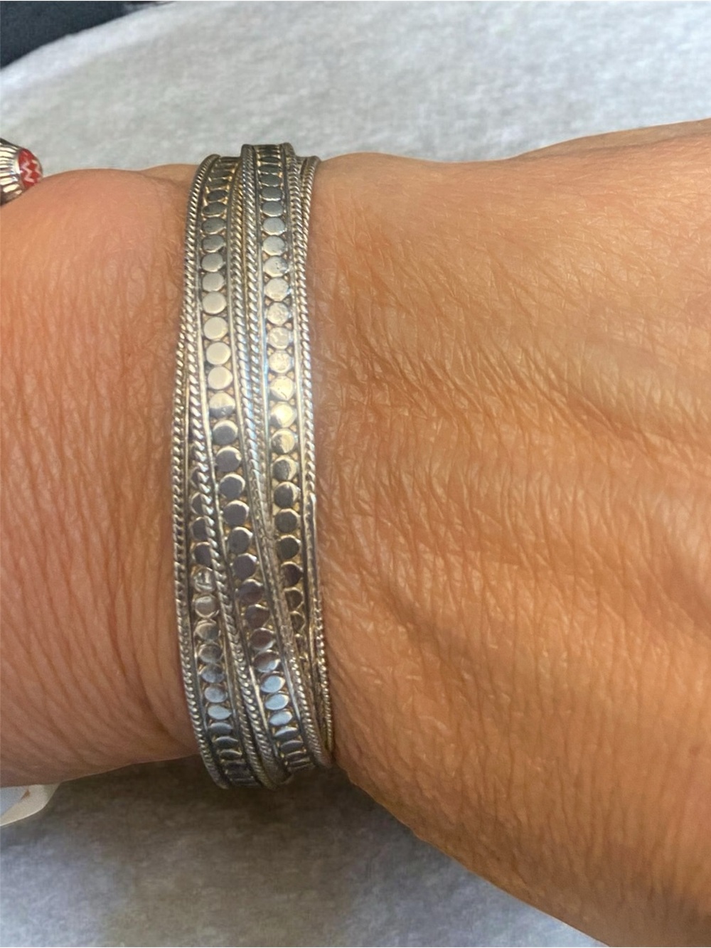 Anna Beck Silver Multi-Textured Bangle Bracelet